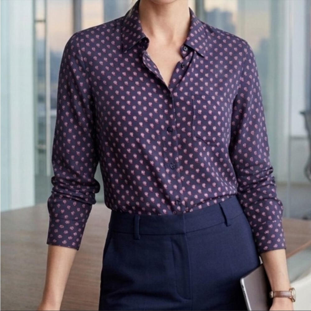 Women's Equipment Femme silk button down blouse shirt S